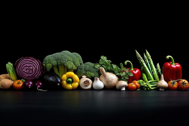 Gemüse auf schwarzem Hintergrund