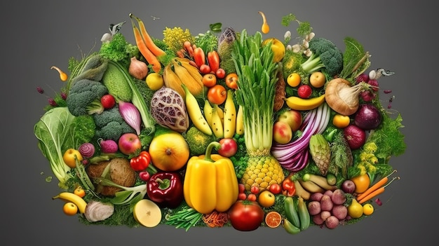 Gemüse, das den menschlichen Körper bildet Stoffwechsel und Ernährung Generative Ai