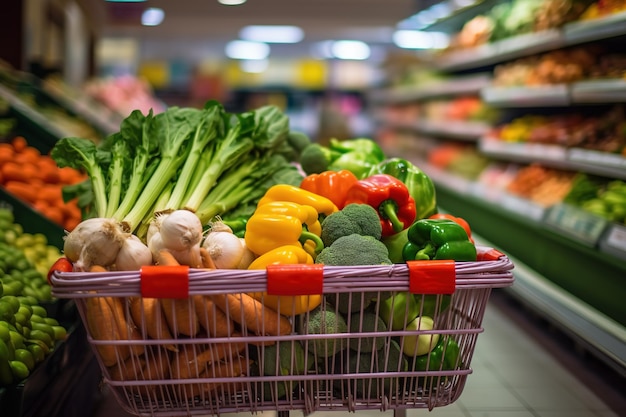 Gemüse-Einkaufswagen im Supermarkt