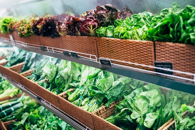 Gemüsemarkt Salate und Gemüse im vegetarischen Shop