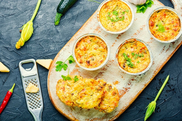 Gemüsemuffins mit Zucchini und Käse, gesundes Essen.