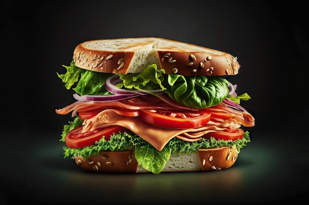 Foto gemüsesandwich mit fleischtomaten und salat junk food