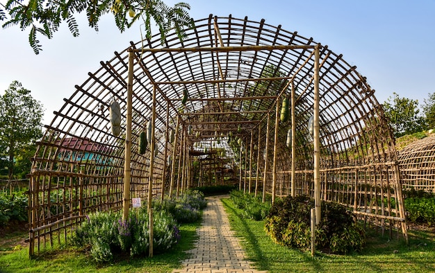 Gemüseschuppen aus Holz und Bambus.