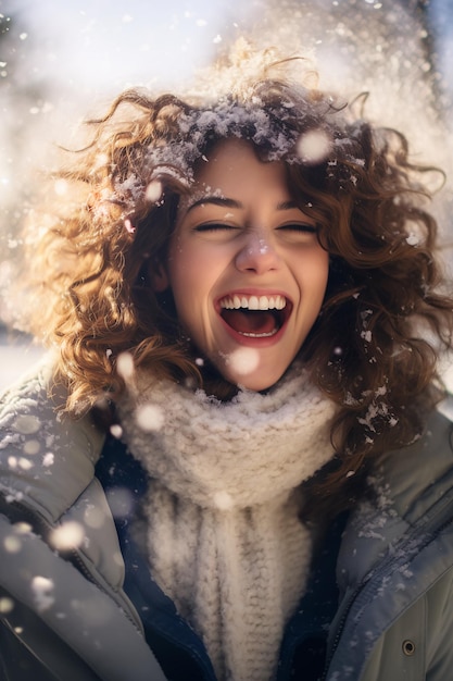 Foto gemütliche eleganz in der schneewinterkleidung für frauen