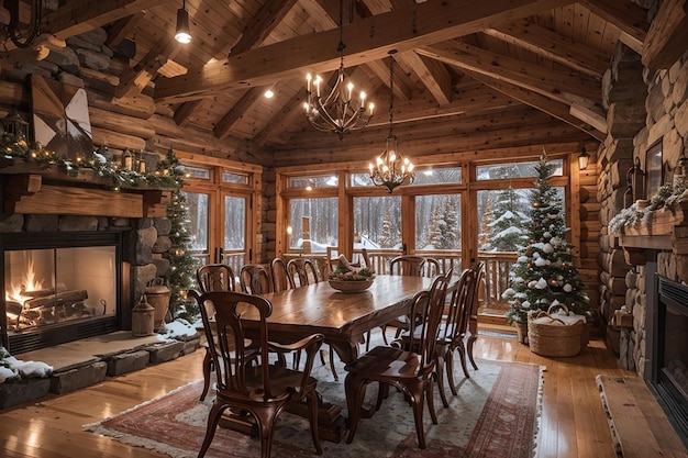 Gemütliche Hütte mit Kaminambiente und Blick auf das Winterwunderland