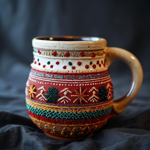 Foto gemütliche tasse delight festliche weihnachtlich inspirierte hausgemachte töpferwaren inspiriert von einem hässlichen pullover captiv