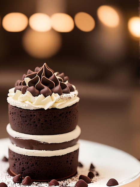 Gemütliches Restaurant mit detailliertem Schokoladendessert