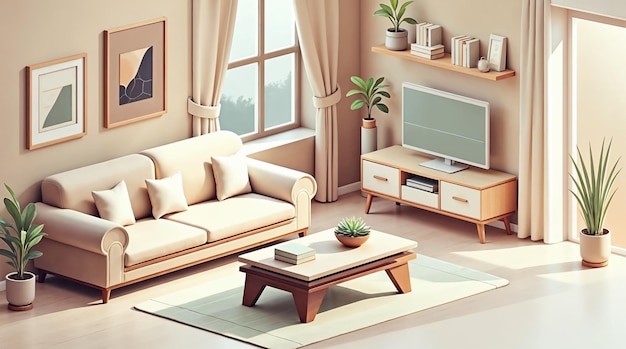 Gemütliches und minimalistisches Wohnzimmer