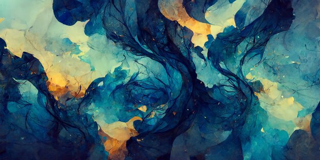 Gemusterter Hintergrund des abstrakten blauen Aquarells. Digitale Illustration