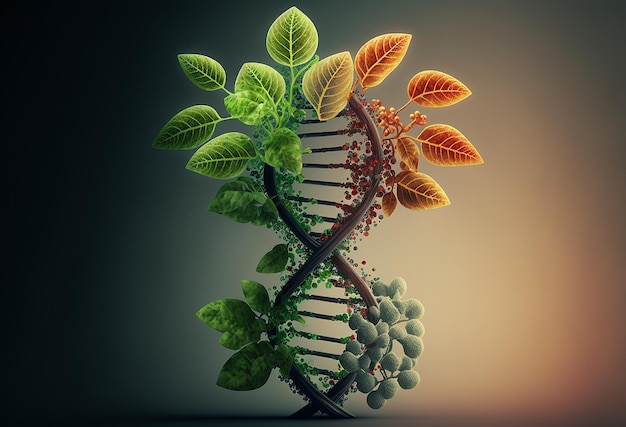 Foto gene humano de plantas e flores generative ai