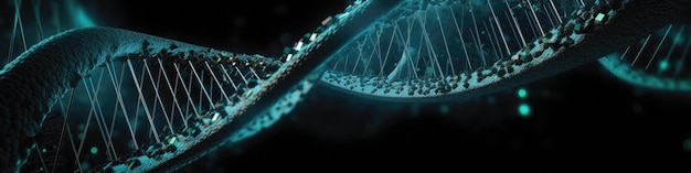 Gene mit blaugrünem Hintergrund, Panorama-Banner, generative KI