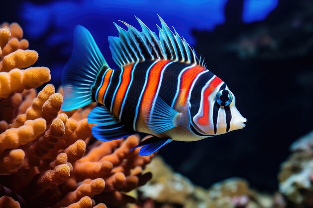 Se genera un pez con un patrón de rayas azules y naranjas