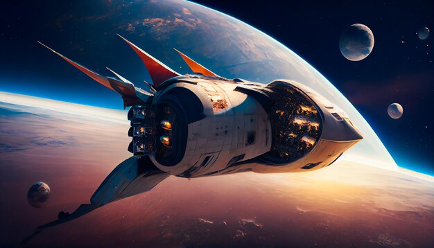 Foto generação de ia ilustrativa de uma nave espacial futurista