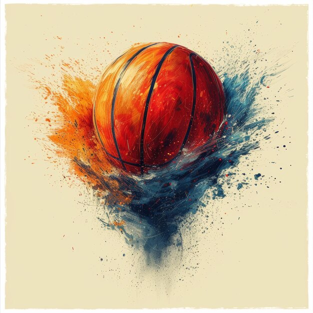 Generación de baloncesto minimalista con IA ilustrativa.