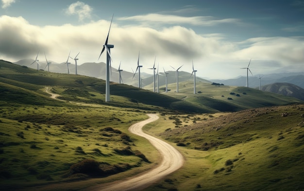Generación de energía ecológica con turbinas eólicas