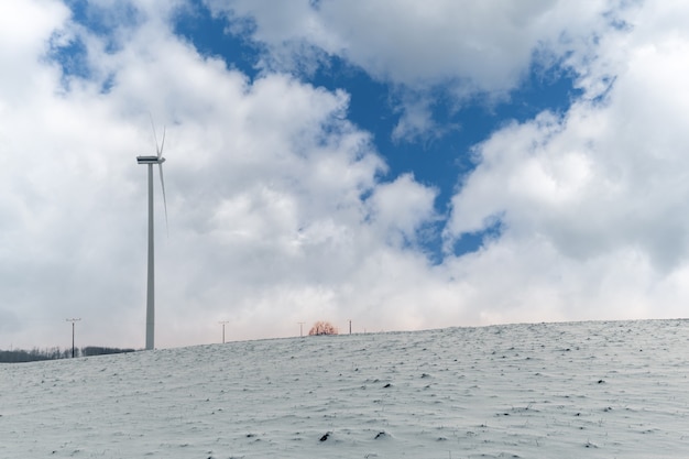 generación de energía eólica, planta de energía eólica en la naturaleza.