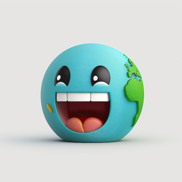 una generación ilustrada de lindo globo sonriente en 3D aislado blanco