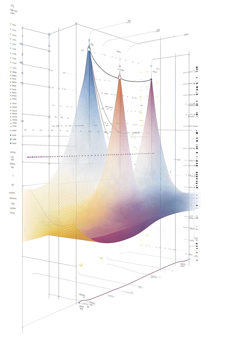 Foto generación ilustrada de múltiples gráficos de diferentes tipos y colores