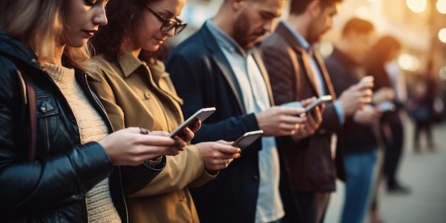 Generación de jóvenes adoptando las tendencias digitales Jóvenes disfrutando de la diversión al aire libre