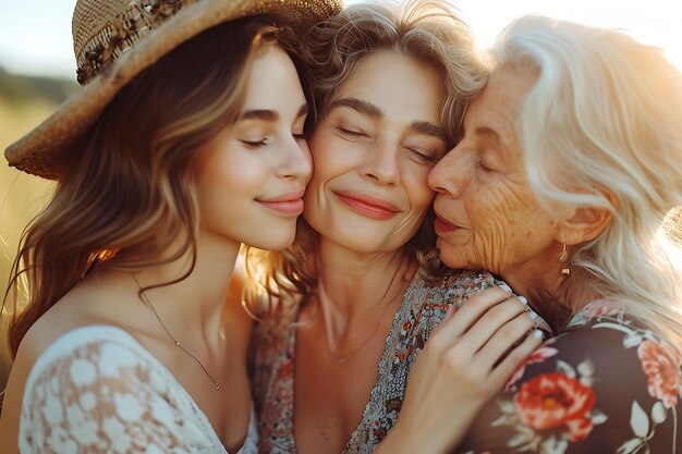 Foto generaciones se abrazan en el día de la madre