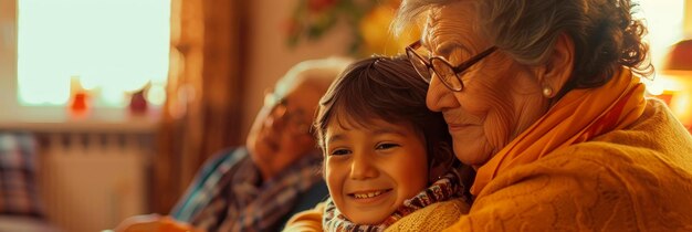 Foto las generaciones de cuidado son el ciclo de cuidado dentro de una familia que demuestra cuidado de los abuelos a los nietos y viceversa