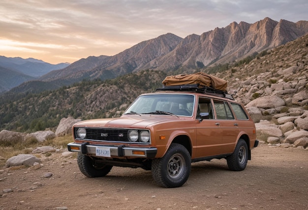 Foto generado por ai explorando las montañas rocosas amc eagle wagon adventure