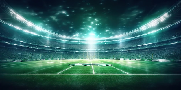 Foto generado por ia ai generativo fútbol americano rugby arena estadio competición torneo juego en forma deporte ambiente inspirador arte gráfico