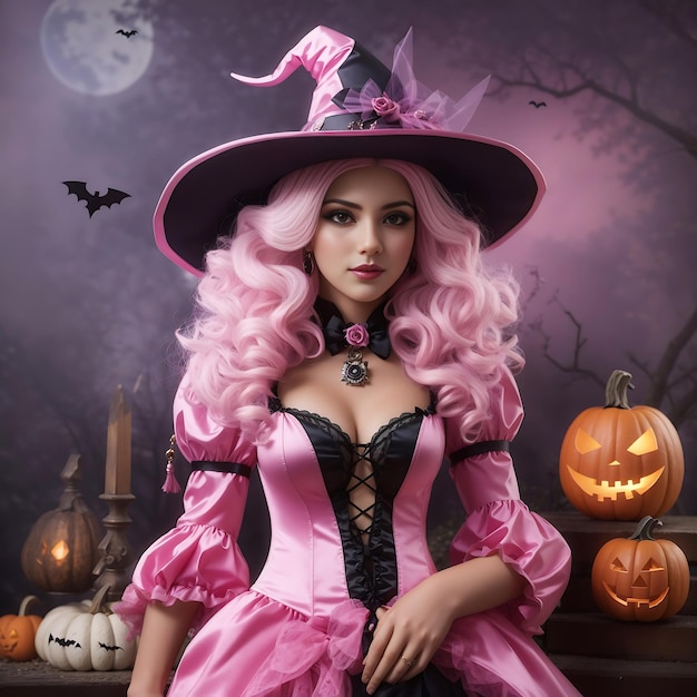Generador de vibraciones de bruja rosa de Halloween