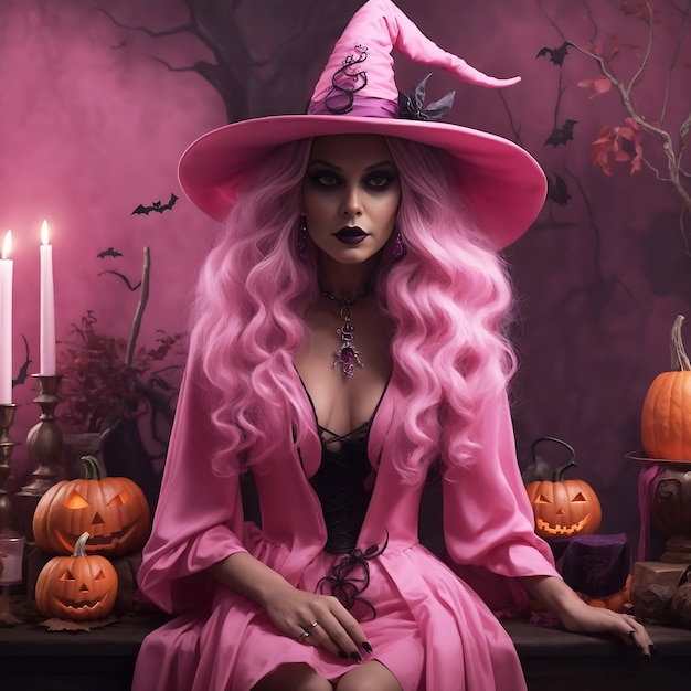 Generador de vibraciones de bruja rosa de Halloween