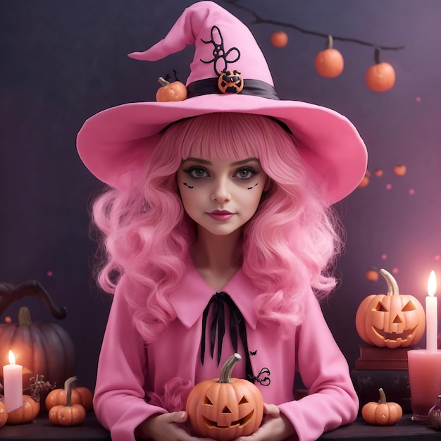 Generador de vibraciones de bruja rosa de Halloween