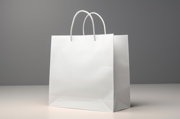 Generar una imagen fotorrealista de alta calidad de una bolsa de compras en blanco Debe ser de color blanco puro y