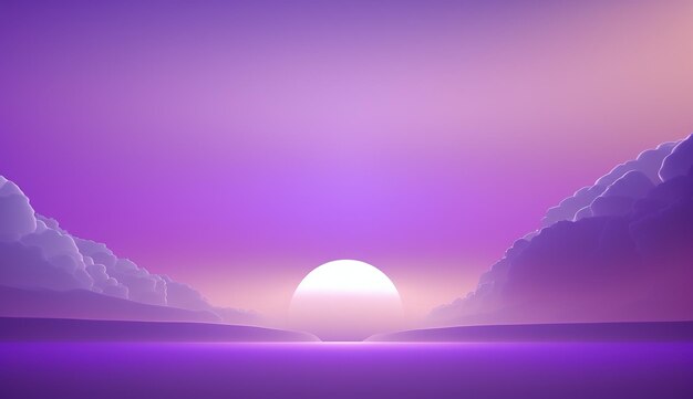 Generativa AI hermoso paisaje de escena de gradiente con color lavanda digital púrpura claro