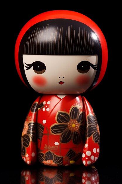 Foto generativa ai kokeshi muñeca japonesa de madera con kimono