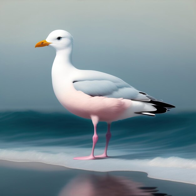 Generativa AI lindo pájaro de fantasía exótica muy plumoso en colores pastel sobre un fondo claro