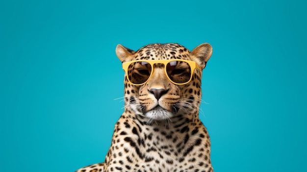 Generativa AI Sassy Leopard em óculos de sol