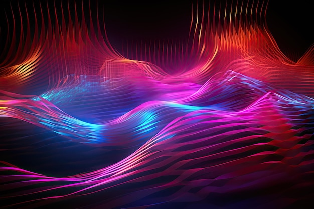 Generative ai auf Thema moderner musikalischer Wellen-Equalizer, der die Lautstärke auf abstraktem Hintergrund anzeigt