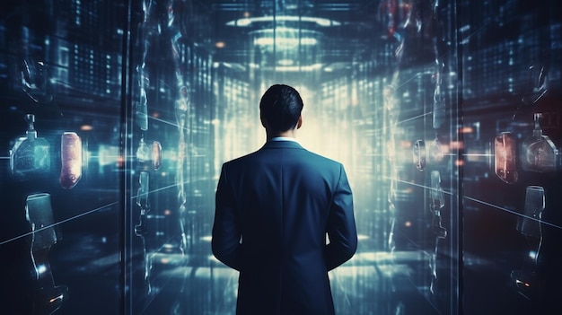 Generative AI Businessman protege dados com criptografia e segurança de rede