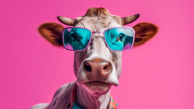 Generative AI Cool Cow Bovino elegante em tons elegantes
