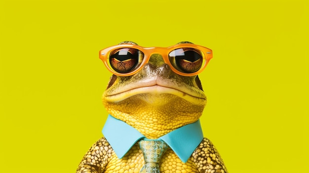 Foto generative ai cool frog em óculos de sol elegantes