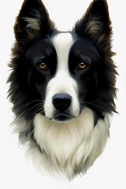 Generative ai der Border-Collie-Hundeporträtillustration