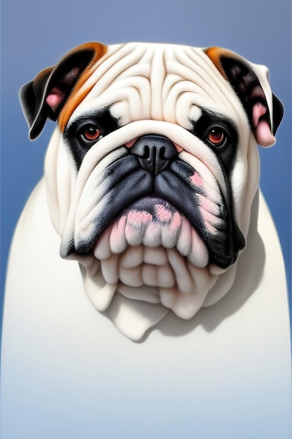 Generative ai der englischen Bulldoggenporträtillustration des Hundes