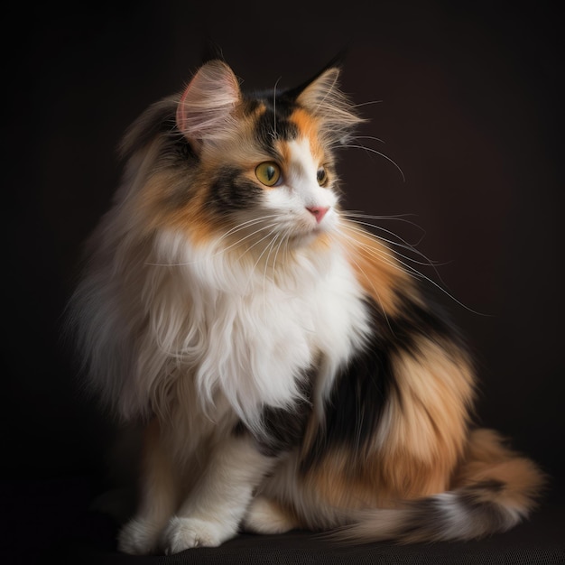 Generative ai der langhaarigen Calico-Katze