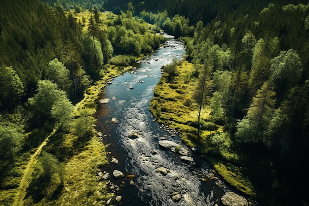 Generative AI ein Fluss, der einen Wald durchquert