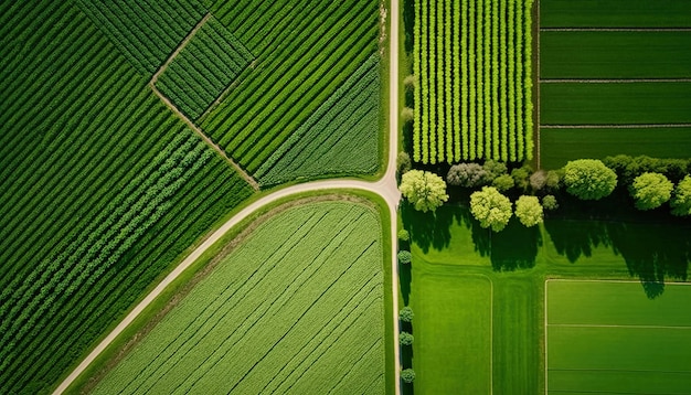 Generative AI Farm Landschaft landwirtschaftliche Felder schöne Landschaft Landstraße