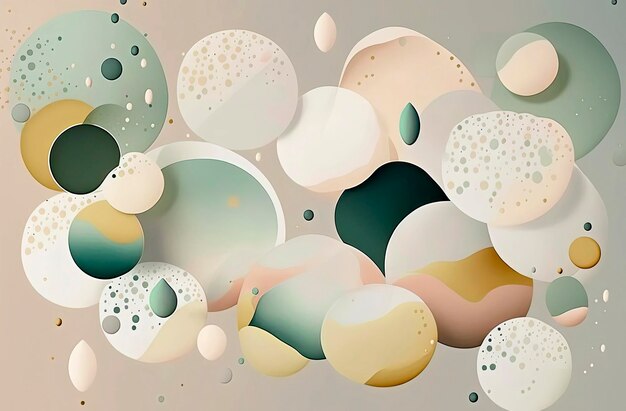 Generative AI ilustracion Fluido líquido abstrato círculos fundo de cor pastel com espaço de cópia 3D forma de esfera design de cor pastel