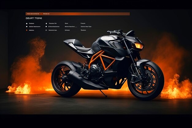 Generative AI-Motorrad-Web-Design-Illustration mit dunklem Hintergrund Online-Handel E-Handel