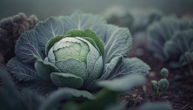 Generative AI Repolho macro fotorrealista vegetal agrícola Natureza comida de fazenda saudável orgânica