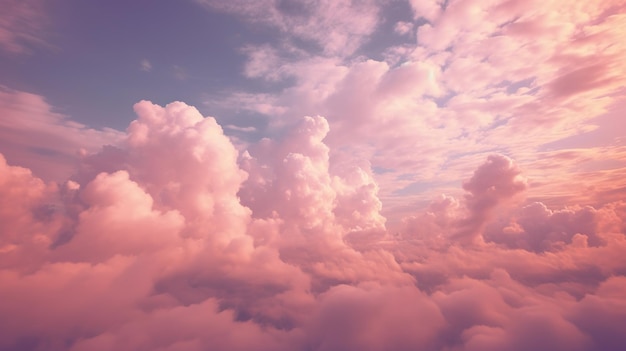 Generative AI Rosa magenta nuvens fantásticas céu e paisagem Cores suaves e com luzes brilhantesx9