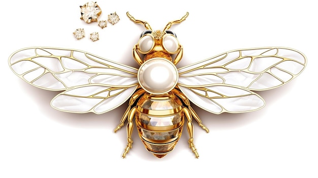 Generative AI schöne Honigbienenbrosche mit Opalstein und goldener Farbpalette