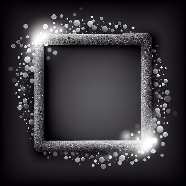 Generative AI Silver Shimmer Sparkling Bokeh Border para diseños elegantes